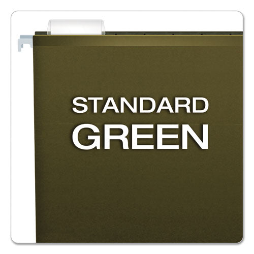 Extra Capacity Reinforced Hanging File Folders With Box Bottom, 4" Capacity, Letter Size, 1/5-cut Tabs, Green, 25/box