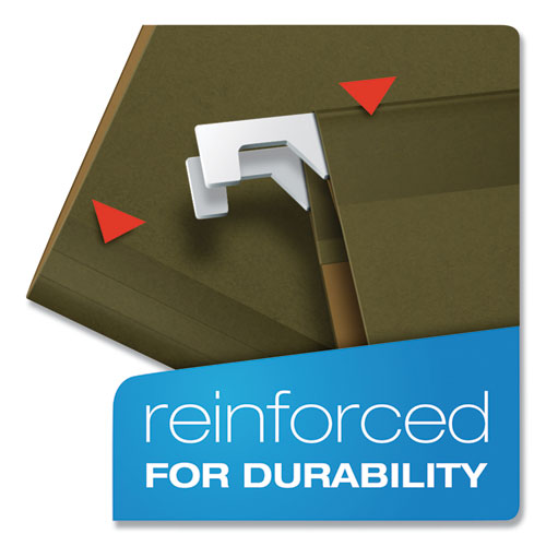 Ready-tab Reinforced Hanging File Folders, Letter Size, 1/5-cut Tabs, Standard Green, 25/box