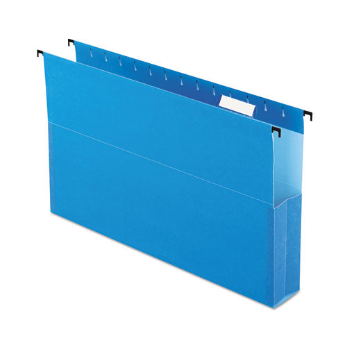 Surehook Reinforced Extra-capacity Hanging Box File, 1 Section, 2" Capacity, Letter Size, 1/5-cut Tabs, Blue, 25/box