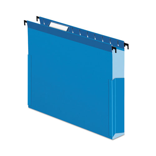 Surehook Reinforced Extra-capacity Hanging Box File, 1 Section, 3" Capacity, Letter Size, 1/5-cut Tabs, Blue, 25/box