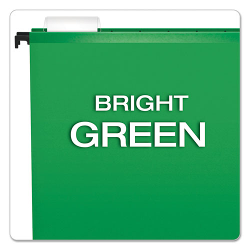 Surehook Hanging Folders, Letter Size, 1/5-cut Tabs, Bright Green, 20/box