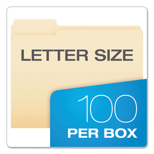 Smartshield Top Tab File Folders, 1/3-cut Tabs: Assorted, Letter Size, Manila, 100/box