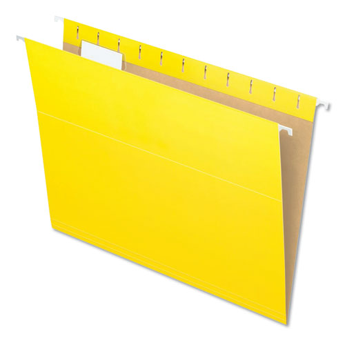 Colored Hanging Folders, Letter Size, 1/5-cut Tabs, Yellow, 25/box