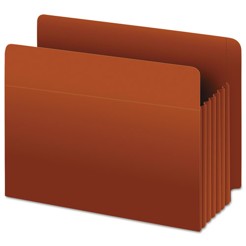 Heavy-duty End Tab File Pockets, 3.5" Expansion, Letter Size, Red Fiber, 10/box