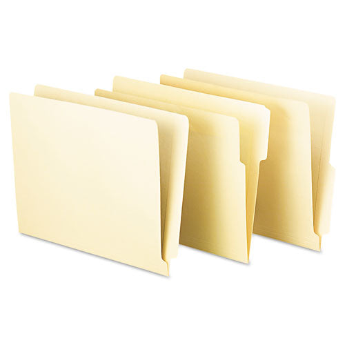 Manila End Tab Folders, 9.5" High Front, Straight 2-ply Tabs, Letter Size, Manila, 100/box