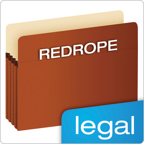 Pocket File, 3.5" Expansion, Legal Size, Red Fiber