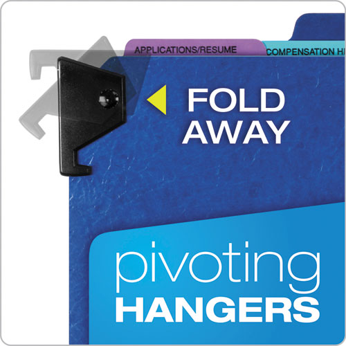 Hanging-style Personnel Folders, 5 Dividers With 1/5-cut Tabs, Letter Size, 1/3-cut Exterior Tabs, Blue