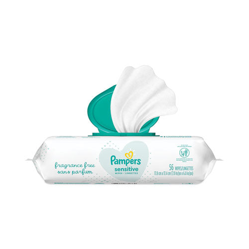 Sensitive Baby Wipes, 1-ply, 6.8 X 7,  Unscented, White, 56/pack