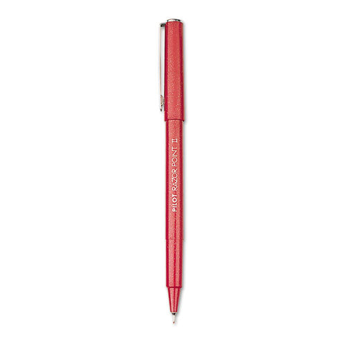 Razor Point Ii Super Fine Line Porous Point Pen, Stick, Extra-fine 0.2 Mm, Red Ink, Red Barrel, Dozen