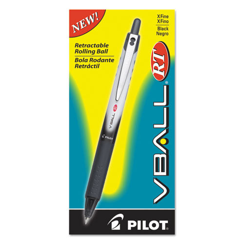 Vball Rt Liquid Ink Roller Ball Pen, Retractable, Fine 0.7 Mm, Black Ink, Black/white Barrel