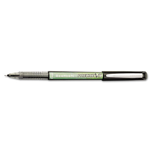 Precise V5 Begreen Roller Ball Pen, Stick, Extra-fine 0.5 Mm, Black Ink, Black Barrel, Dozen