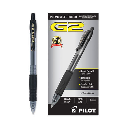 G2 Premium Gel Pen, Retractable, Fine 0.7 Mm, Black Ink, Smoke Barrel, Dozen