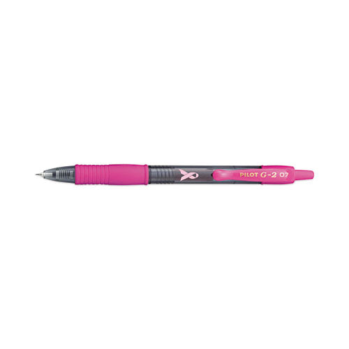 G2 Premium Breast Cancer Awareness Gel Pen, Retractable, Fine 0.7 Mm, Black Ink, Translucent Pink Barrel, 2/pack