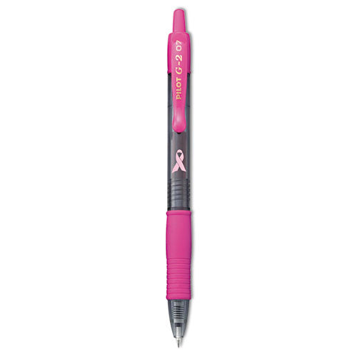 G2 Premium Breast Cancer Awareness Gel Pen, Retractable, Fine 0.7 Mm, Black Ink, Translucent Pink Barrel, 2/pack