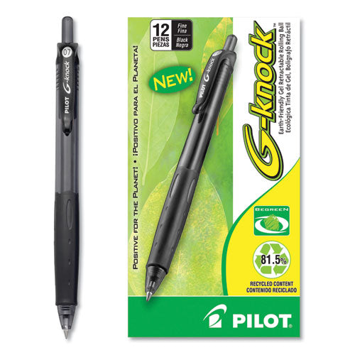 G-knock Begreen Gel Pen, Retractable, Fine 0.7 Mm, Blue Ink, Blue Barrel, Dozen