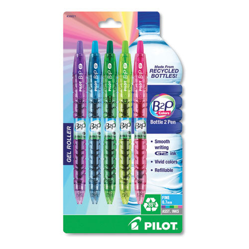 B2p Bottle-2-pen Recycled Gel Pen, Retractable, Fine 0.7 Mm, Blue Ink, Translucent Blue Barrel