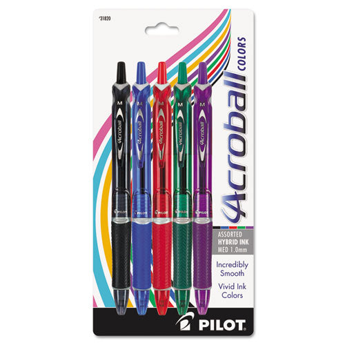 Acroball Colors Advanced Ink Ballpoint Pen, Retractable, Medium 1 Mm, Black Ink, Black Barrel