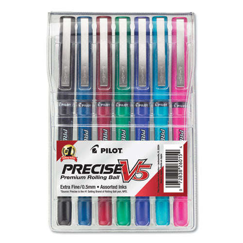 Precise V5 Roller Ball Pen, Stick, Fine 0.5 Mm, Assorted Ink And Barrel Colors, Dozen