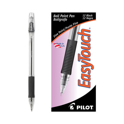 Easytouch Ballpoint Pen, Stick, Fine 0.7 Mm, Black Ink, Clear Barrel, Dozen