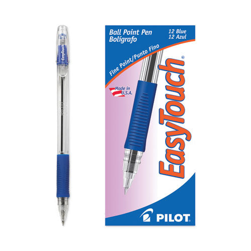 Easytouch Ballpoint Pen, Stick, Fine 0.7 Mm, Blue Ink, Clear Barrel, Dozen