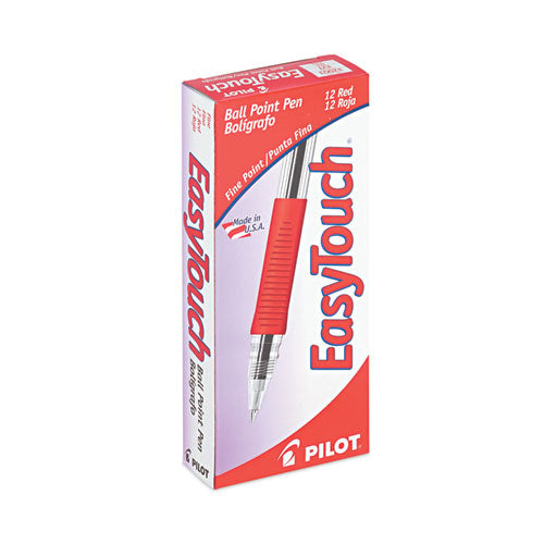 Easytouch Ballpoint Pen, Stick, Fine 0.7 Mm, Red Ink, Clear Barrel, Dozen