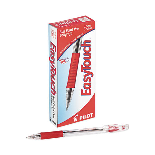 Easytouch Ballpoint Pen, Stick, Medium 1 Mm, Red Ink, Clear Barrel, Dozen