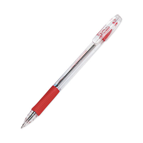 Easytouch Ballpoint Pen, Stick, Medium 1 Mm, Red Ink, Clear Barrel, Dozen