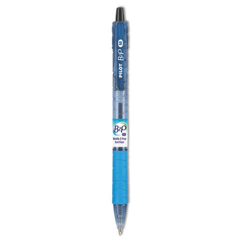 B2p Bottle-2-pen Recycled Ballpoint Pen, Retractable, Fine 0.7 Mm, Black Ink, Translucent Blue Barrel, Dozen