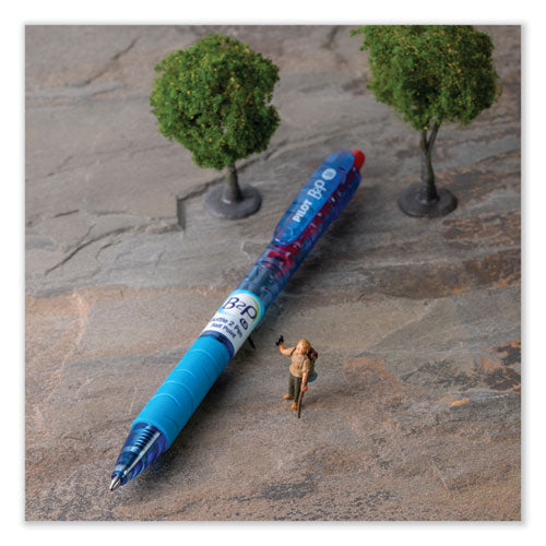 B2p Bottle-2-pen Recycled Ballpoint Pen, Retractable, Medium 1 Mm, Red Ink, Translucent Blue Barrel, Dozen