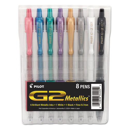 G2 Metallics Gel Pen, Retractable, Fine 0.7 Mm, Assorted Ink And Barrel Colors, 5/pack