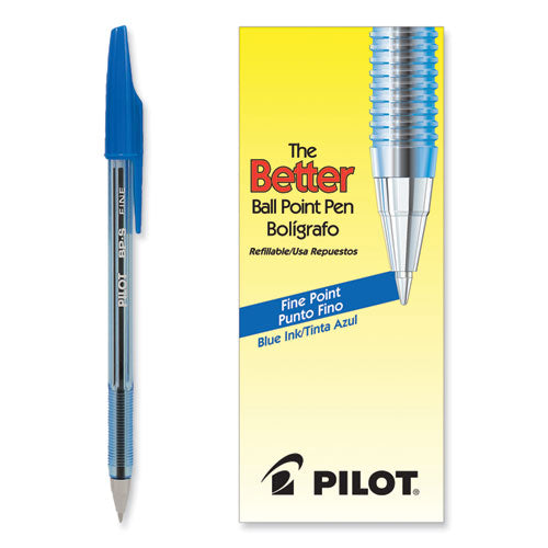 Better Ballpoint Pen, Stick, Fine 0.7 Mm, Blue Ink, Translucent Blue Barrel, Dozen