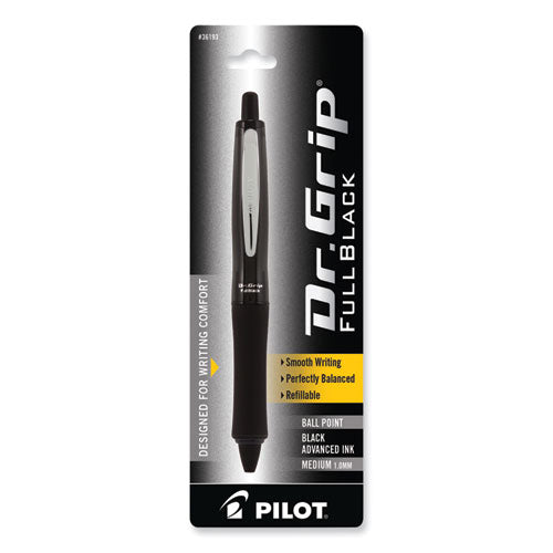 Dr. Grip Fullblack Advanced Ink Ballpoint Pen, Retractable, Medium 1 Mm, Black Ink, Black Barrel