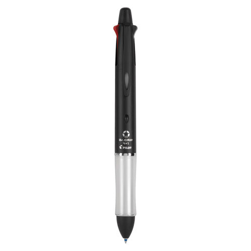 Dr. Grip 4 + 1 Multi-color Ballpoint Pen/pencil, Retractable, 0.7 Mm Pen/0.5mm Pencil, Black/blue/green/red Ink, Black Barrel