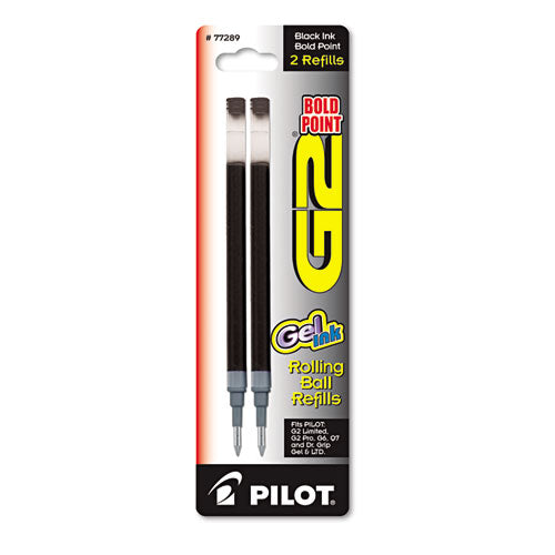 Refill For Pilot G2 Gel Ink Pens, Bold Conical Tip, Blue Ink, 2/pack