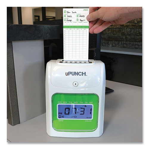 Ub1000 Electronic Non-calculating Time Clock Bundle, Lcd Display, Beige/green