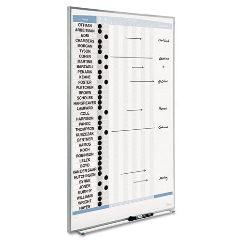 Matrix Employee In/out Board, Up To 36 Employees, 34 X 23, White Surface, Silver Aluminum Frame