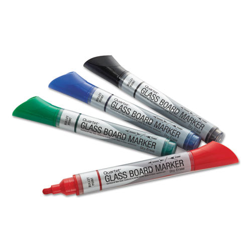 Premium Glass Board Dry Erase Marker, Fine Bullet Tip, Assorted Colors, 4/pack