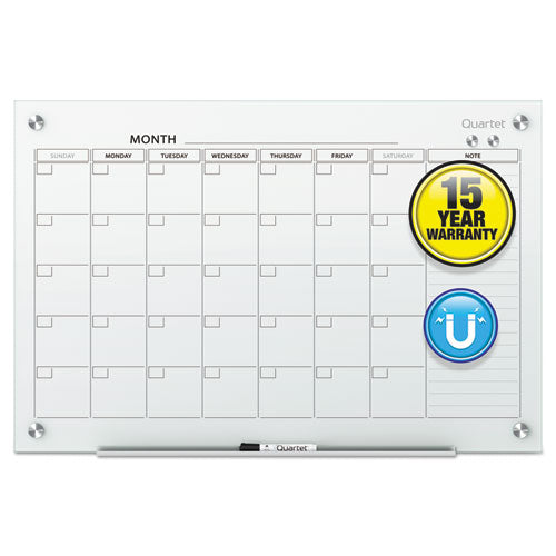 Infinity Magnetic Glass Calendar Board, One Month, 24 X 18, White Surface