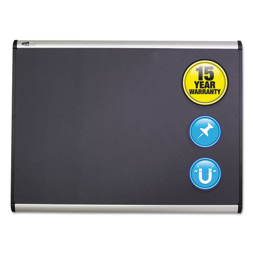 Prestige Plus Magnetic Fabric Bulletin Boards, 48 X 36, Gray Surface, Mahogany Fiberboard/plastic Frame