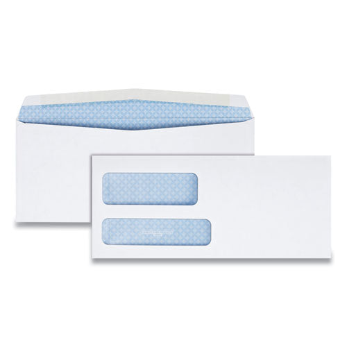 Double Window Security-tinted Check Envelope, #9, Commercial Flap, Gummed Closure, 3.88 X 8.88, White, 500/box