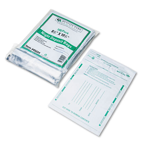 Poly Night Deposit Bags With Tear-off Receipt, 8.5 X 10.5, White, 100/pack