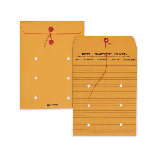 Brown Kraft String/button Interoffice Envelope, #97, Two-sided Five-column Format, 52-entries, 10 X 13, Brown Kraft, 100/ct