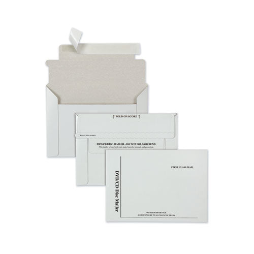 Disk/cd Foam-lined Mailers For Cds/dvds, Square Flap, Redi-strip Adhesive Closure, 8.5 X 6, White, 25/box