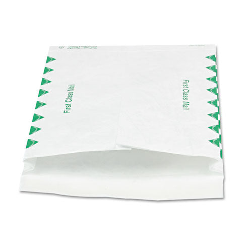 Lightweight 14 Lb Tyvek Open End Expansion Mailers, #15 1/2, Cheese Blade Flap, Redi-strip Closure, 12 X 16, White, 25/box