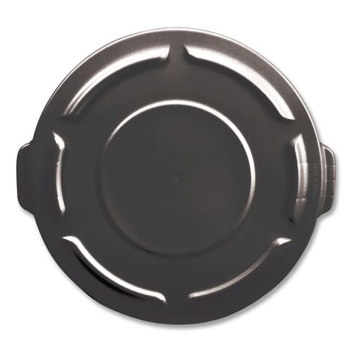 Brute Self-draining Flat Top Lids For 32 Gal Round Brute Containers, 22.25" Dia X 1.63"h, Black