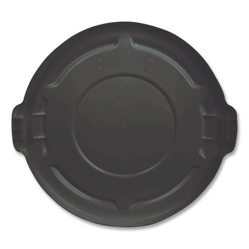 Brute Self-draining Flat Top Lids For 32 Gal Round Brute Containers, 22.25" Dia X 1.63"h, Black