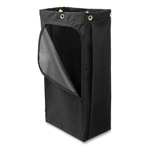 Bolsa para carrito de limpieza de telas, 26 galones, 17.5" x 33", negra