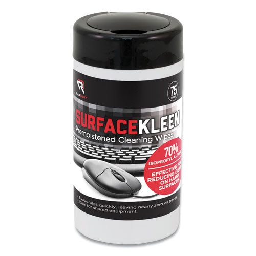 Surfacekleen Premoistened Alcohol Cleaning Wipes, 6.38 X 5.4, Tub, Unscented, White, 75/pack