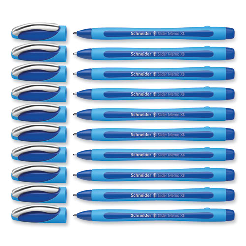 Slider Memo Xb Ballpoint Pen, Stick, Extra-bold 1.4 Mm, Blue Ink, Blue/light Blue Barrel, 10/box