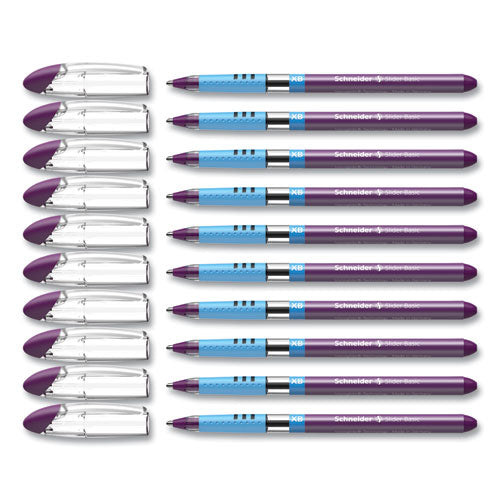 Slider Basic Ballpoint Pen, Stick, Extra-bold 1.4 Mm, Violet Ink, Violet Barrel, 10/box